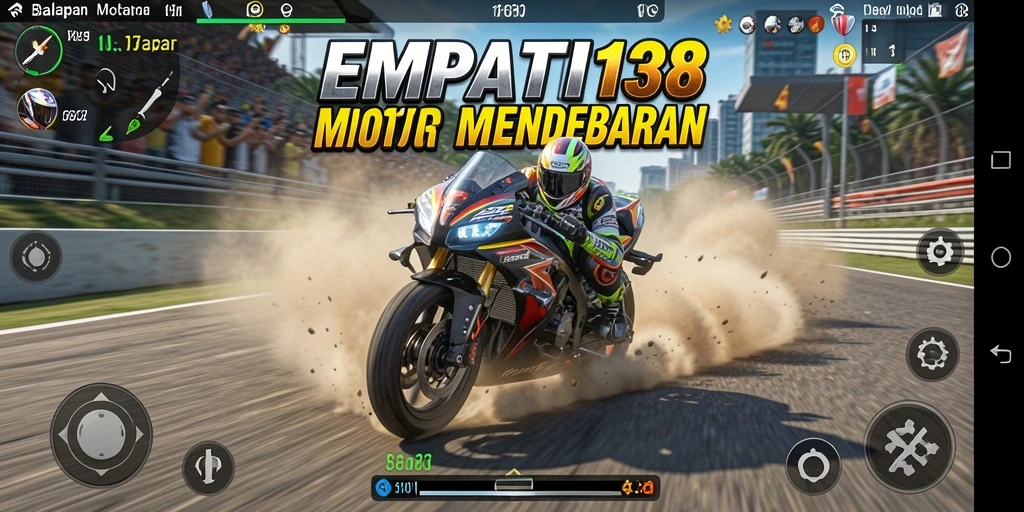 Tampilan gameplay seru dalam balapan motor EMPATI138.