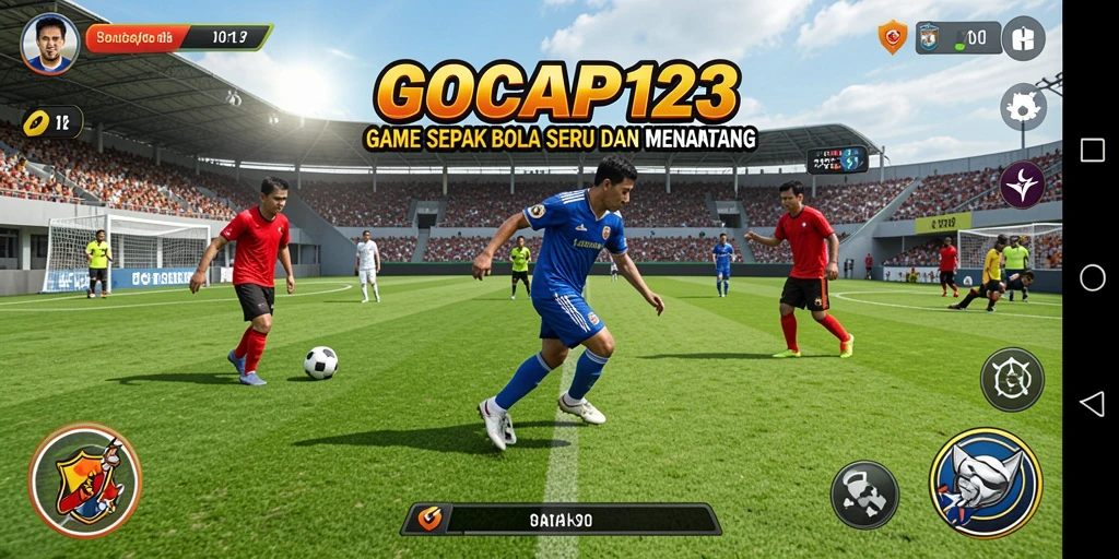 Tampilan gameplay seru di GOCAP123 yang menampilkan aksi sepak bola.