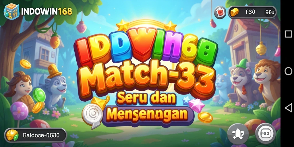 Tampilan gameplay seru dalam game Match-3 INDOWIN168.