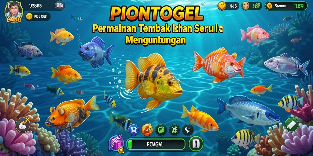 Screenshot permainan Tembak Ikan yang menegangkan dan penuh warna.