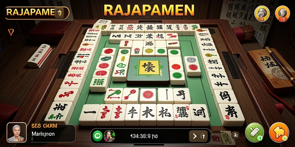 Screenshot menunjukkan gameplay Mahjong yang menarik di RAJAPAMEN.