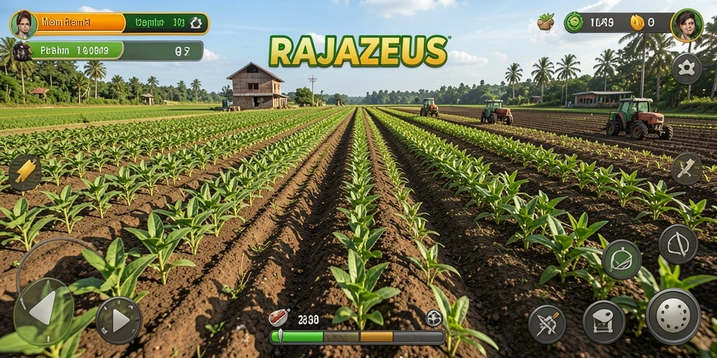 Tampilan gameplay RAJAZEUS yang menarik dan penuh warna.