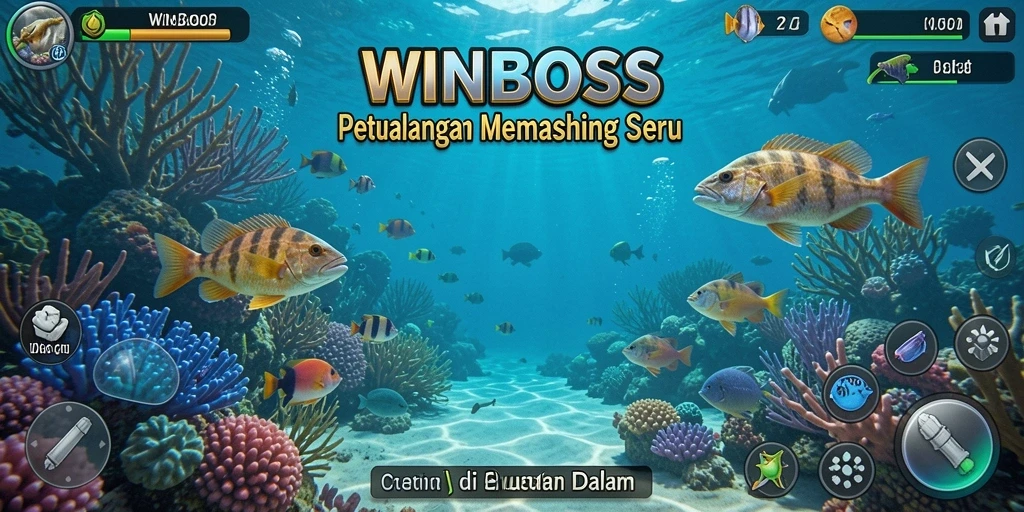 Screenshot WINBOSS menampilkan aksi memancing yang mendebarkan.